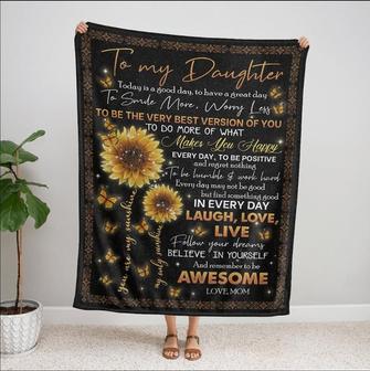 To my daughter sunflower Fleece Custom Name Blanket Daughter Blanket Gift Family Blankets for daughter Christmas Blanket Gift - Thegiftio UK