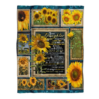 To My Daughter Sunflower The Gift Of You Gift From Mom Fleece Blanket Gift For Christmas, Home Decor - Thegiftio UK