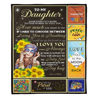 To My Daughter Sunflower Girl Fleece Blanket Home Decor Bedding Couch Sofa Soft And Comfy Cozy - Thegiftio UK