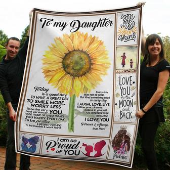 To My Daughter Sunflower Live Your Dream Gift From Mom Fleece Blanket Gift For Christmas, Home Decor - Thegiftio UK