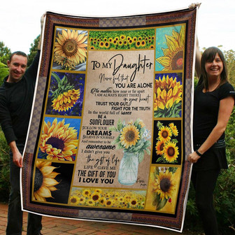 To My Daughter Sunflower Remembe To Be Awesome Gift From Mom Fleece Blanket Gift For Christmas, Home Decor - Thegiftio