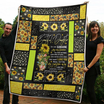 To My Daughter Sunflower You Are My Sunshine Gift From Mom Fleece Blanket Gift For Christmas, Home Decor - Thegiftio UK