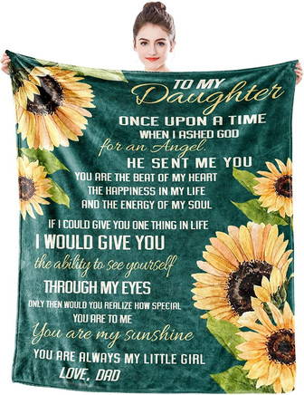 To My Daughter Throw Blanket - Gift From Dad for Birthday, Christmas - Sunflower Blanket - Thegiftio UK