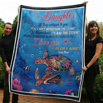 To My Daughter Turtle Believe In Yourself Gift From Mom Fleece Blanket Gift For Christmas, Home Decor - Thegiftio UK