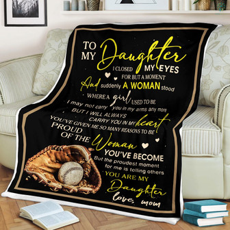 To My Daughter I Will Always Carry You In My Heart Fleece Blanket Gift For Baseball Lovers Gift For Daughter From Mom - Thegiftio UK