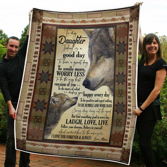 To My Daughter Wolf Be The Best Version Of You Gift From Mom Fleece Blanket Gift For Christmas, Home Decor - Thegiftio UK