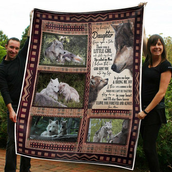 To My Daughter Wolf Keep Me In Your Heart Gift From Mom Fleece Blanket Gift For Christmas, Home Decor - Thegiftio UK