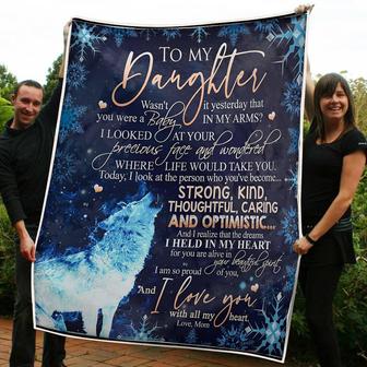 To My Daughter Wolf Strong Kind Thoughtful Caring Optimistic Gift From Mama Fleece Blanket - Thegiftio UK