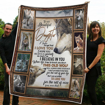 To My Daughter Wolves Always Have Your Back Gift From Dad Fleece Blanket Gift For Christmas, Home Decor - Thegiftio UK