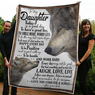 To My Daughter Wolves Be The Best Version Of You Gift From Dad Fleece Blanket Gift For Christmas, Home Decor - Thegiftio UK