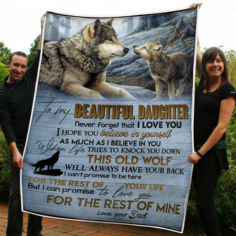 To My Daughter Wolves In The Wood Always Have Your Back Gift From Dad Fleece Blanket Gift For Christmas - Thegiftio UK