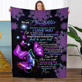 To Daughter's Butterfly Blanket from Mom, Fleece Purple Sublimation Throw for Daughter, Girl's Gifts Birthday/Holiday Present - Thegiftio UK