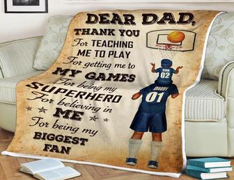 Dear Dad Blanket, For Getting Me to My Games, For Being My Superhero, Gift For Dad Family Home Decor Bedding Couch - Thegiftio UK