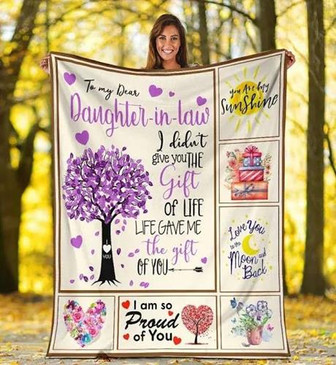 To My Dear Daughter-In-Law I Didn't Give You The Gift Of Life Purple Blanket Gift For Christmas, Home Decor - Thegiftio UK