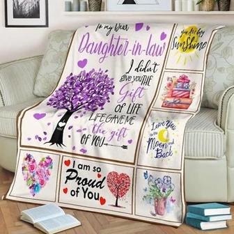 To My Dear Daughter-In-Law Purple Tree Blankets Birthday gifts Father's day Gift For Christmas, Home Decor - Thegiftio UK