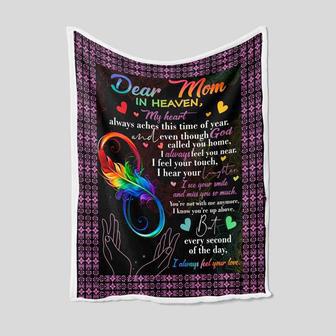 Dear Mom In Heaven Blanket, Memorial Blanket, Mother Blanket, Family Throw Blanket, Blanket For Mom - Thegiftio UK