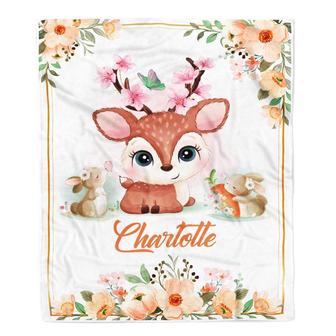 Deer Bunny Blanket For Baby Girl Floral Pink Kid Daughter Granddaughter Niece Birthday Christmas Blanket - Thegiftio UK