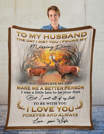 Deer Couple To My Husband I Love You Forever And Always Valentine Blanket Gift For Husband From Wife Birthday Gift - Thegiftio UK