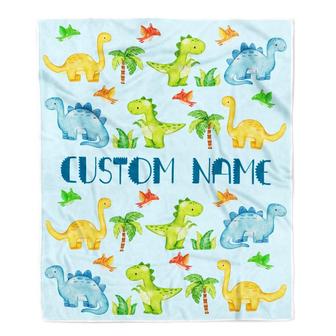 Dinosaur Light Blue Blanket For Newborn Son Grandson Nephew Birthday Christmas Customized Blanket - Thegiftio UK