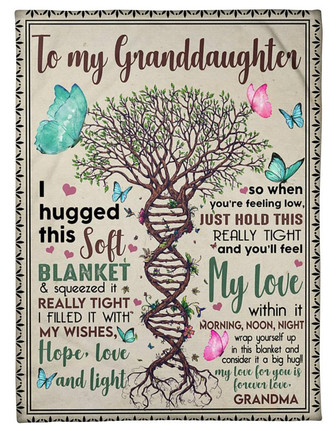 DNA Tree To My Granddaughter I Hugged This Soft Blanket Gift For Granddaughter From Grandma Home Decor Bedding Couch - Thegiftio UK
