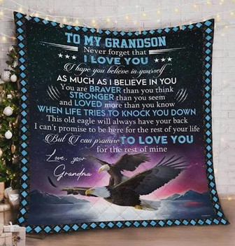 Eagle To My Grandson Blanket From Grandpa Never Forget That I Love You Gift For Christmas, Home Decor - Thegiftio UK