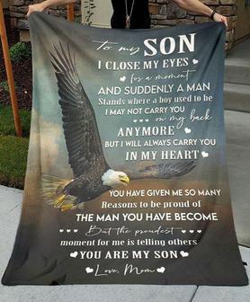 Eagle To My Son You Have Given Me So Many Reasons To Be Proud Of The Man You Have Become Love Mom Fleece Blanket - Thegiftio UK