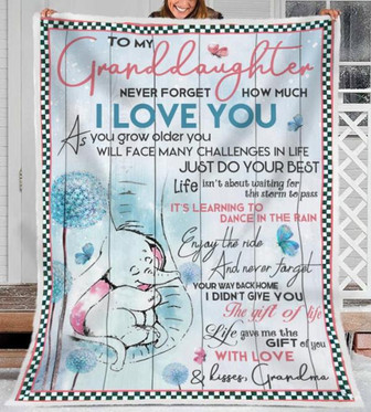 Elephant - To My Granddaughter Never Forget How Much I Love You Fleece Blanket Gift For Granddaughter Birthday Gift - Thegiftio UK