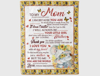 Elephant Blanket,To My Mom,Fleece Blankets, Thank You Make Every Day With All, I Love You, Gift For Mom Family - Thegiftio UK
