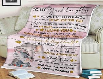 Elephant Blanket To My Granddaughter The Strength Of My Love For You, Gift For Granddaughter Family Home Decor - Thegiftio UK