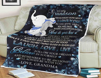 Elephant Blanket To My Grandson I Love You,Gift For Grandson Birthday,Gift Bedding Couch Sofa Soft And Comfy Cozy - Thegiftio UK