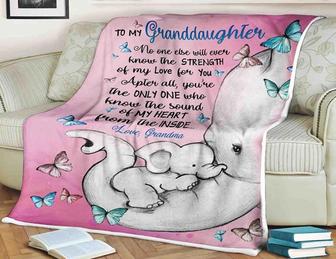Elephant Butterfly Blanket To My Granddaughter No One Else Will Ever Know The Strength Of My Love For You, Family - Thegiftio UK