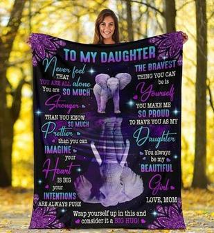 Elephant To My Daughter Never Feel That You Are All Alone Purple Mandala Blanket Gift For Daughter From Mom - Thegiftio UK