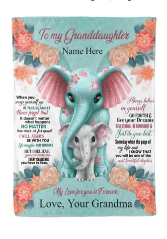 Elephant To My Granddaughter My Love For You Is Forever Blanket Gift For Granddaughter Home Decor Bedding Couch - Thegiftio UK
