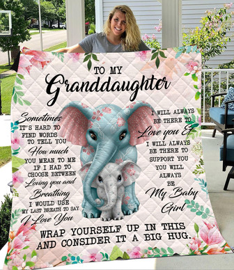 Elephant To My Granddaughter Sometimes It's Hard Floral Blanket Gift For Granddaughter lovers Birthday Gift Home Decor - Thegiftio UK