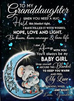 Elephant - To My Granddaughter I Have Filled It With Wishes Hope Love And Light Fleece Blanket Birthday Gift Home Decor - Thegiftio UK