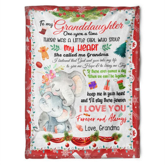 Elephant Merry Christmas To My Granddaughter I Love You Forever And Always Fleece Blanket Gift From Grandma Home Decor - Thegiftio UK