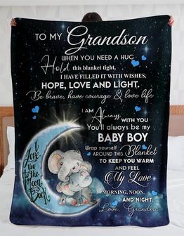 Elephant - To My Grandson I Am Always With You You'll Always Be My Baby Boy Fleece Blanket Birthday Gift Home Decor - Thegiftio UK