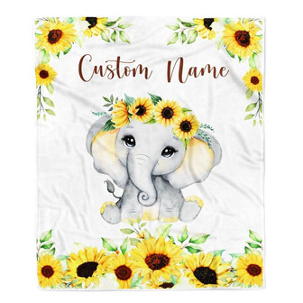 Elephant Sunflower Blanket For Baby Girl Daughter Granddaughter Niece Birthday Christmas Blanket - Thegiftio