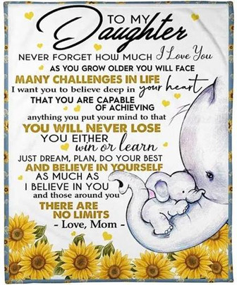 Elephant Sunflower To My Daughter Many Challenges In Life Blanket Gift For Daughter From Mom Birthday Gift Home Decor - Thegiftio UK
