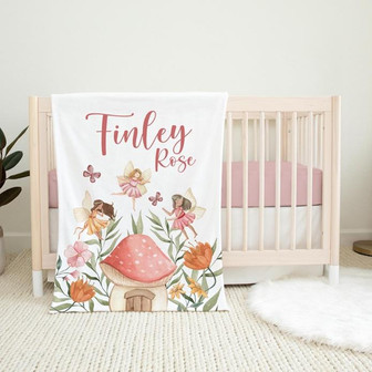 Fairy Garden Nursery Baby Blanket, Fairy Floral Baby Blanket, Fairy Baby Blanket - Thegiftio UK