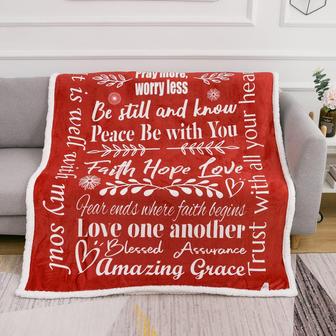 Faith Hope Love Blanket for Mom, Grandma, Gives Comfort, Strength and Warm Hug with This Super Soft Throw(Red, Fleece) - Thegiftio UK