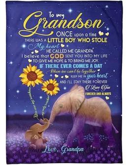 Family To My Grandson A Little Boy Who Stole My Heart, I'll Stay There Forever Blanket Gift For Christmas - Thegiftio UK