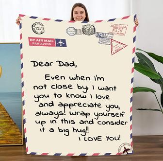 Fathers Day Blanket For Dad Gift From Daughter Son, Airmail Dad Blanket - Thegiftio UK