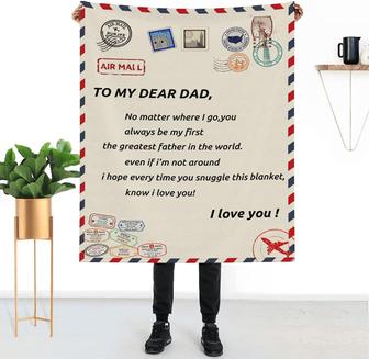 Father's Day Blanket Letter Blankets Airmail Pattern Love Dad Throw Blanket for Dad Birthday Father's Day Gift Ideas - Thegiftio UK