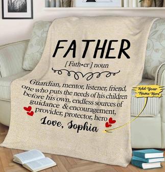 Father's Day Customized Blanket For Him Fleece Blanket For Dad With Quote Personalized For To Dad - Thegiftio UK