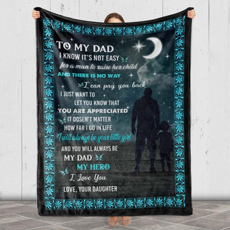 Father's Day Gift Blanket For Dad, Fleece Blanket With Message, Gift From Daughter To Dad - Thegiftio