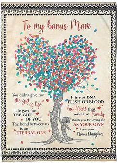 Fleece Blanket To My Bonus Mom Heart That Makes Us Family Blanket Gift for Mother's Day - Thegiftio UK