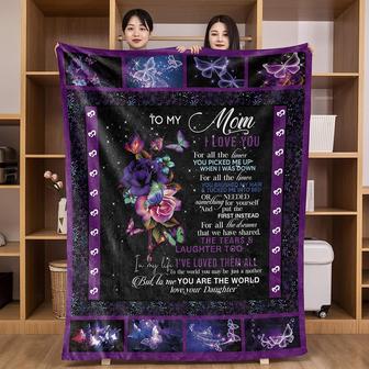 Fleece Blanket for Mom - Rose Butterfly Blanket for Mom, Mother - Thegiftio UK
