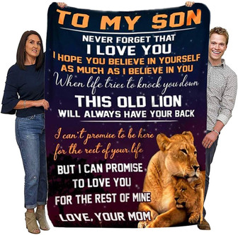 Fleece Blanket to My Son from Mom - Lion Blanket Mom for Son Positive Encourage Love Son's Flannel Blanket Gifts - Thegiftio UK