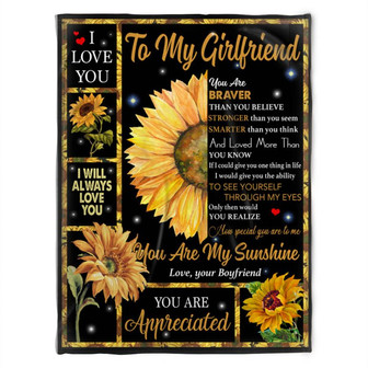 Flower Blanket. To My Girlfriend, You Are My Sunshine, Love You Boyfriend. Gift For Girlfriend Family Home Decor - Thegiftio UK